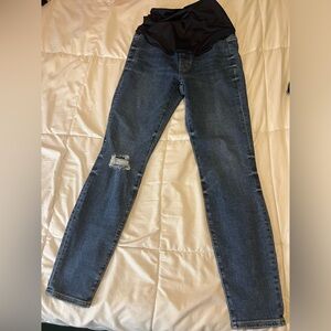 J. Crew Blue Skinny Jeans with Distressed Knee